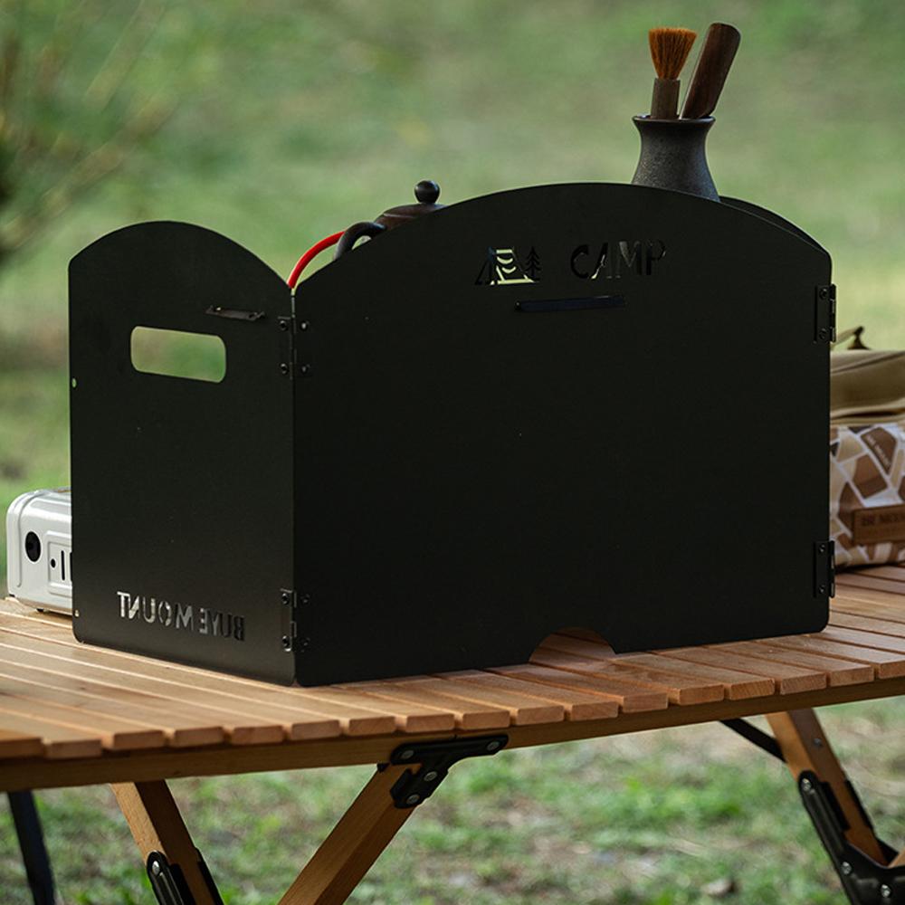 Складной кемпинговый ветрозащитный экран для портативной газовой плиты, ветрозащитный экран для приготовления барбекю чёрный