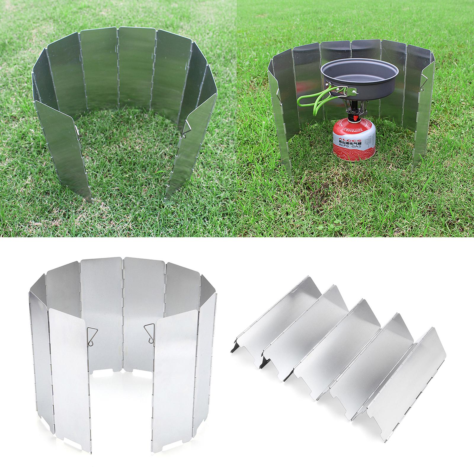 Ветрозащитный экран для походной горелки, 10 пластин, алюминиевый сплав, ветрозащитный экран для спиртовой горелки, складной, легкий, ветрозащитный экран для походных горелок